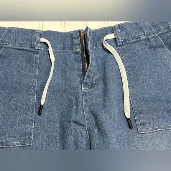 Pull On Elastic Denim Joggers With Pockets size Large - Picture 3 of 6